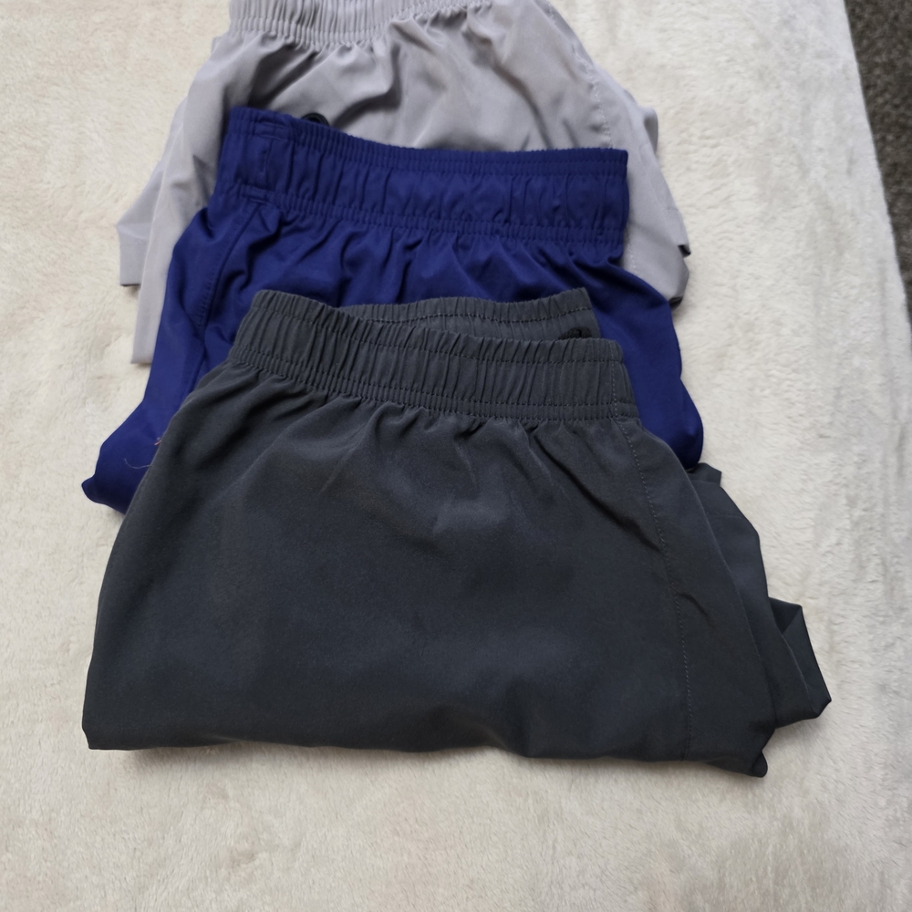 Men's Elastic Waist Shorts - Black, Blue, and Gray